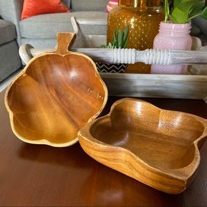 2 Vintage Monkey Pod Boho Wood Bowls